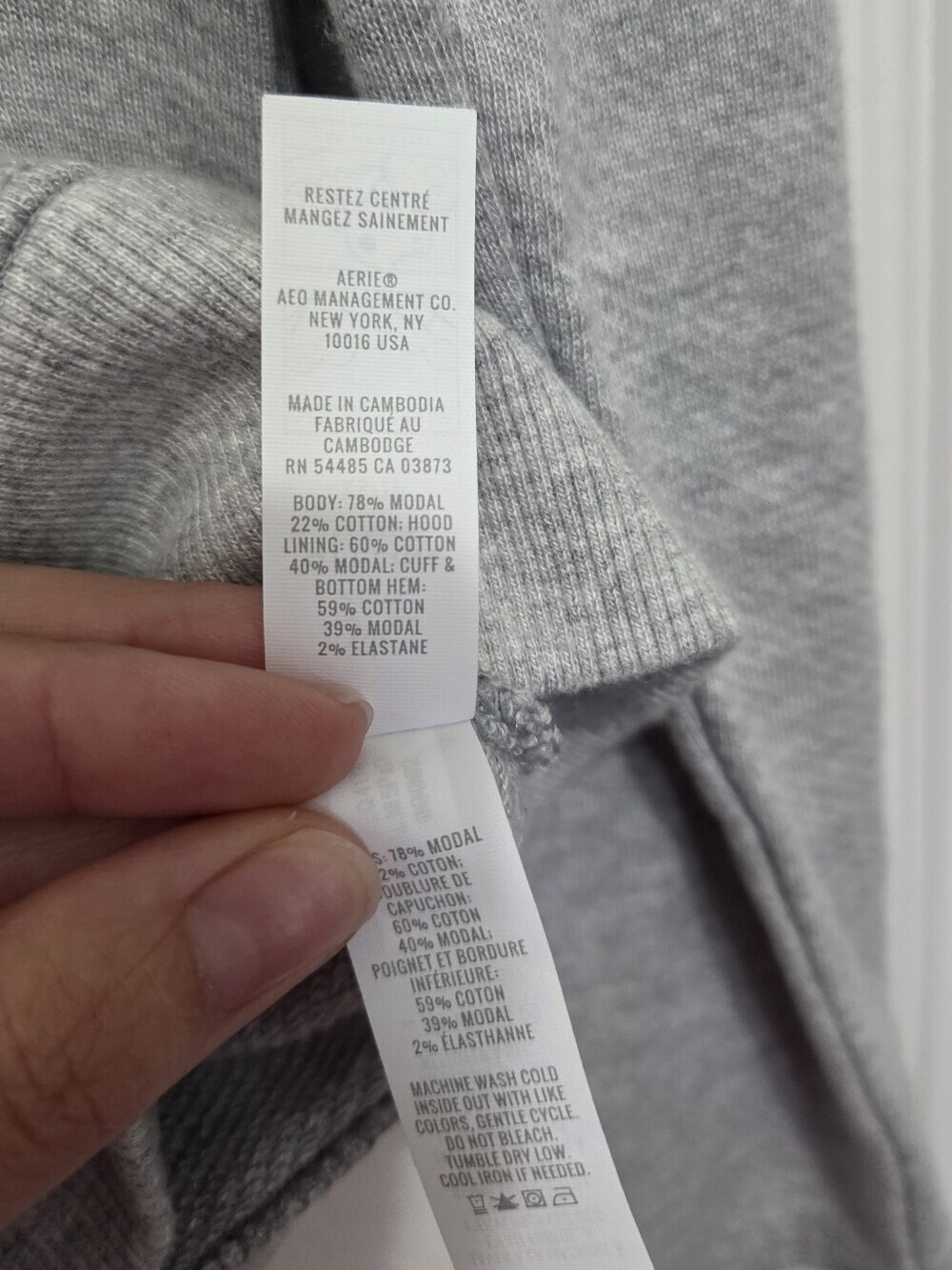 OFFLINE by Aerie Gray Full Zip Hoodie Terry Sweatshirt Sz XS Thumbhole Oversize - Picture 7 of 11
